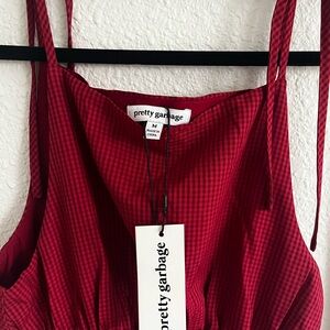 PrettyGarbage Red Maxi Dress with Adjustable Straps